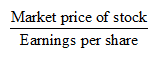 Price earnings ratio